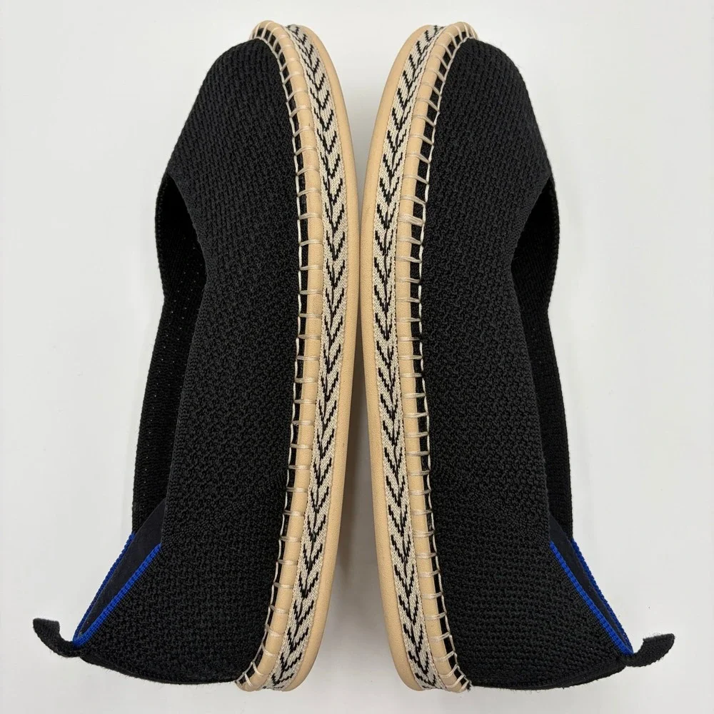 Rothys The Espadrille Black Knit Slip On Flat Shoes Womens 11 186-002 Chic Beach
